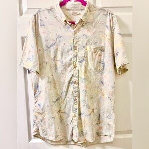 Faherty Men's Floral Button Down Shirt - Cream and Blue